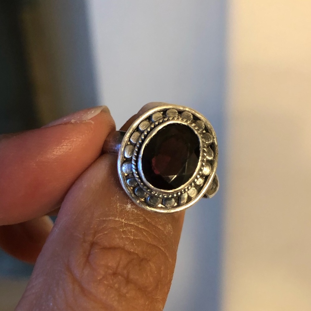 925 Silver Ring with Genuine Garnet